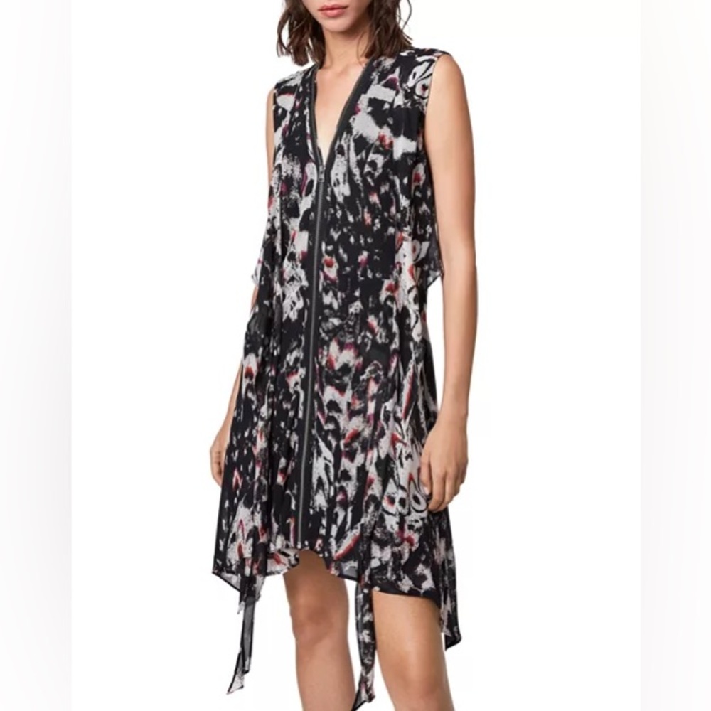 All Saints Jayda Wing Zip-Front Dress
